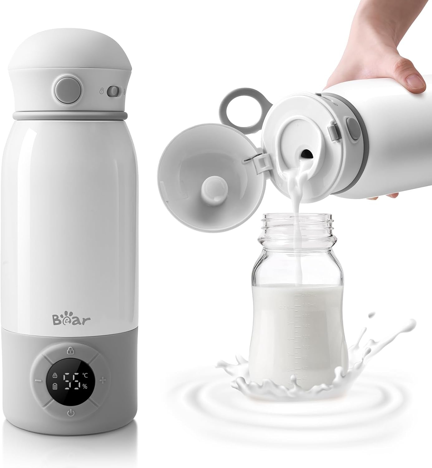 Draagbare Flessenwarmer 500ml - Snel Opwarmen 3-5 min - Instelbaar 25-50°C - 58% Korting