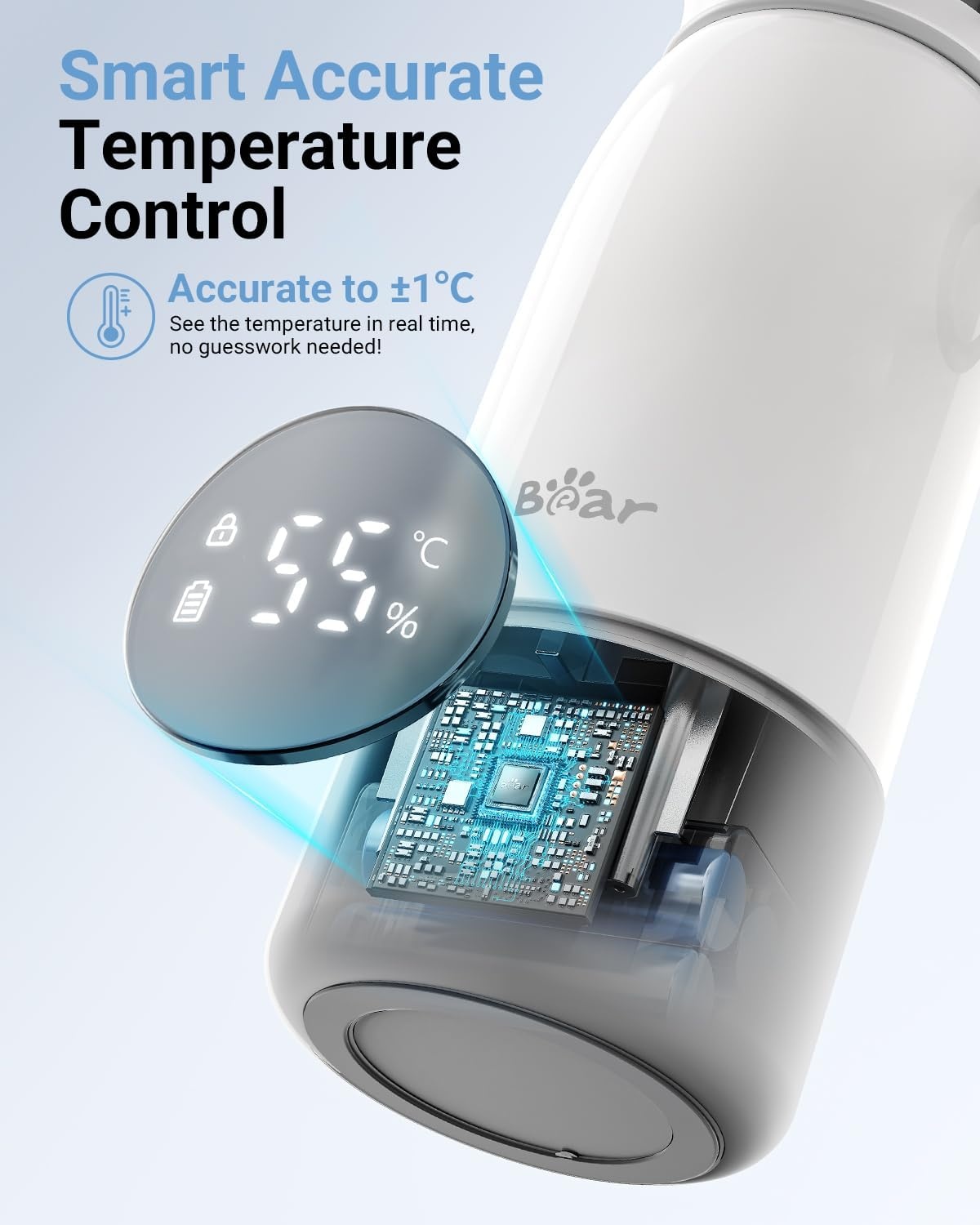 Draagbare Flessenwarmer 500ml - Snel Opwarmen 3-5 min - Instelbaar 25-50°C - 58% Korting