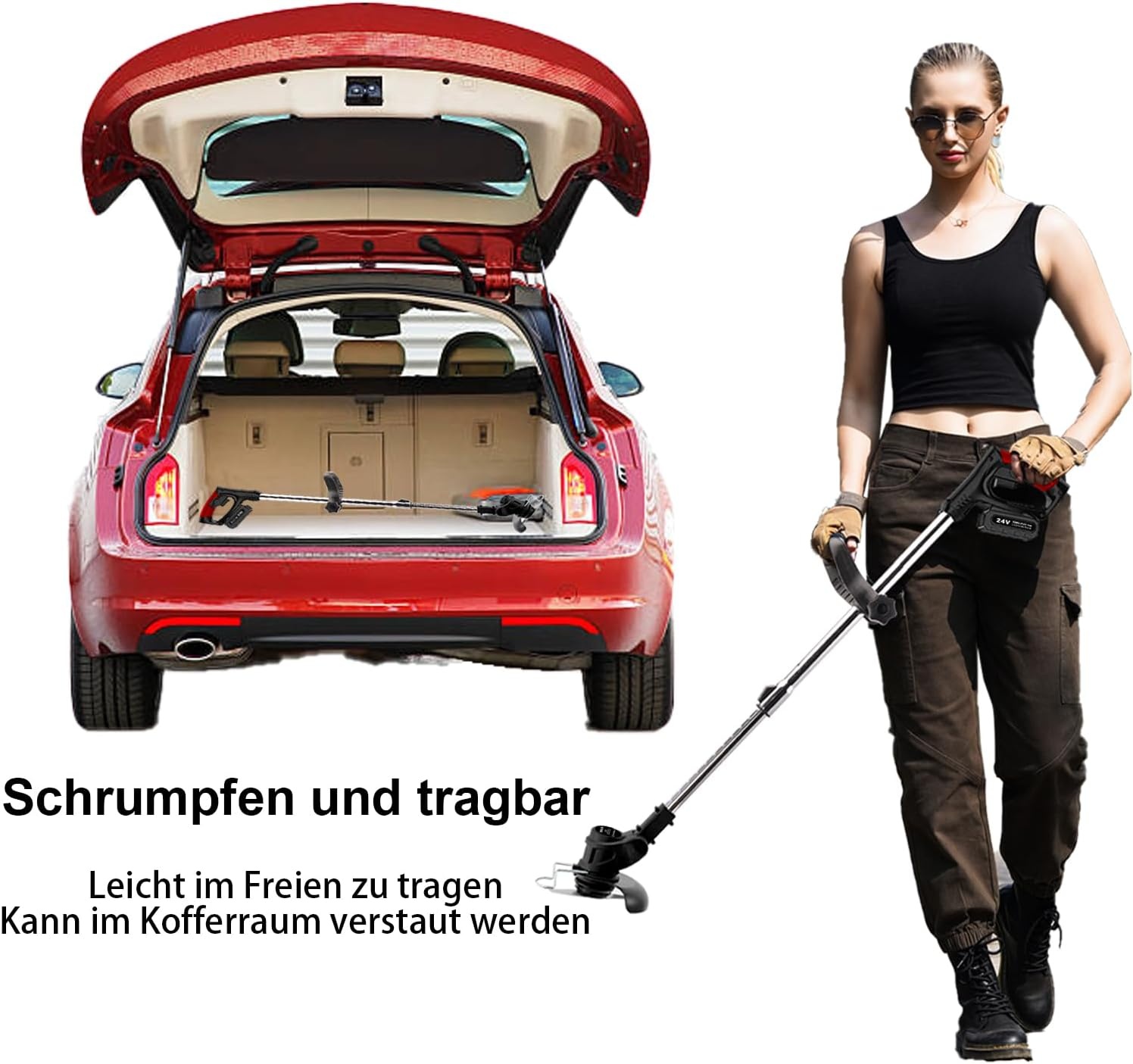 Accu Grastrimmer 24V - Snoerloos & Lichtgewicht met 2 Batterijen & Diverse Messen - 34% Korting