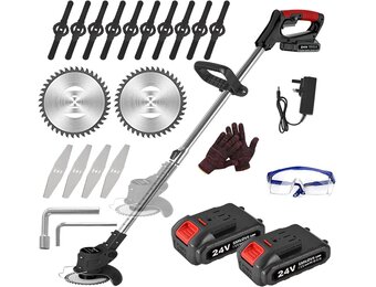 24V Accu Grastrimmer - Draadloos, Telescopisch met 2 Batterijen - 34% Korting!