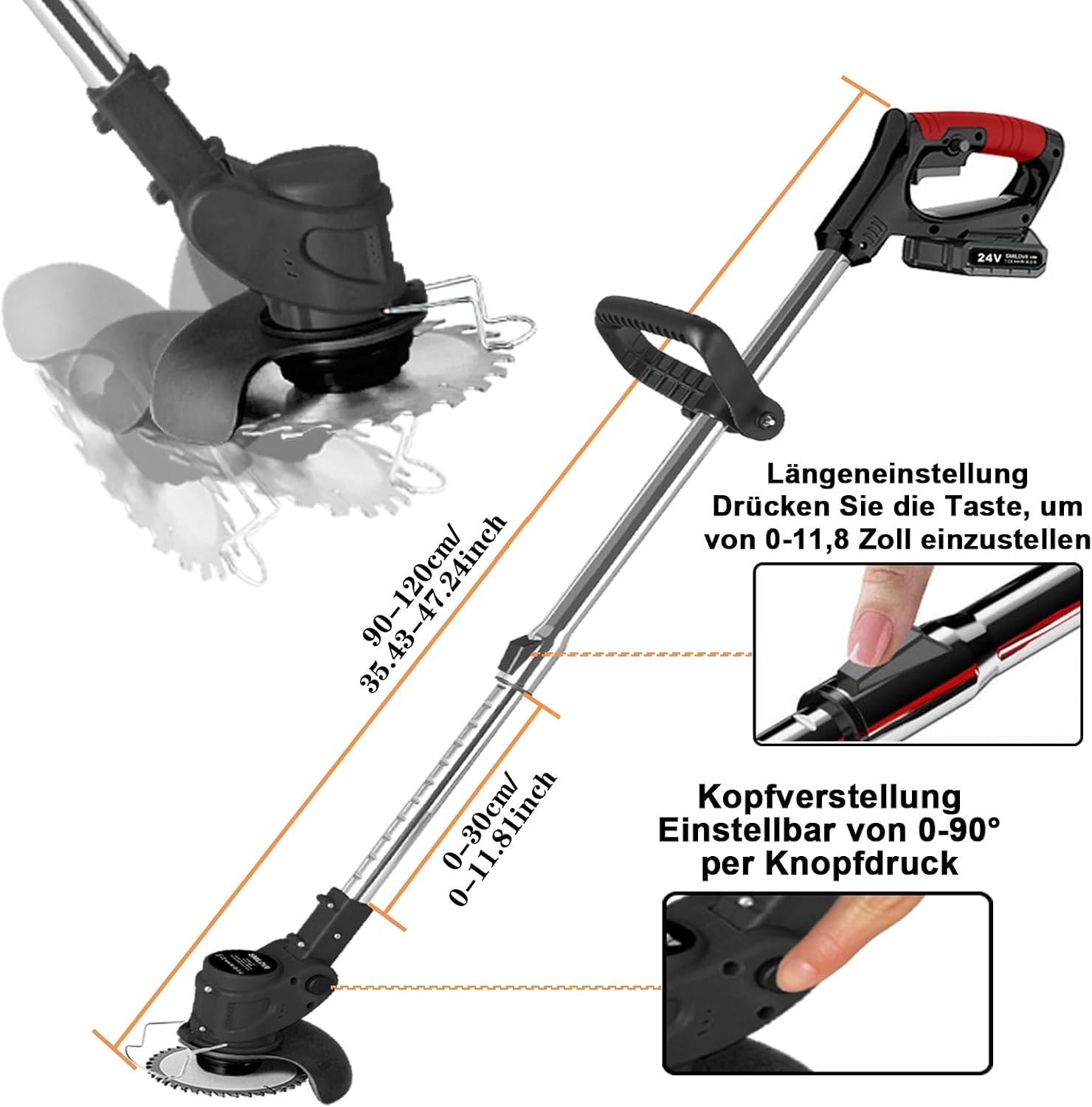 24V Accu Grastrimmer - Draadloos, Telescopisch met 2 Batterijen - 34% Korting!