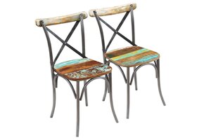 Eetkamerstoelen Massief Gerecycled Hout (2 stuks) - 55% Korting