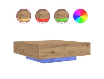 Salontafel Artisanaal Eikenkleurig 100x100 cm met LED - 35% Korting