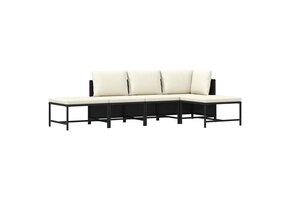 VidaXL Loungeset 5-delig Poly Rattan Zwart met Kussens 35% Korting