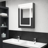 Badkamerkast met spiegel & LED, 50x13x70 cm grijs - 35% Korting