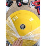 Bumper plate halterschijf 15 kg Geel Rubber Olympisch - 49% Korting