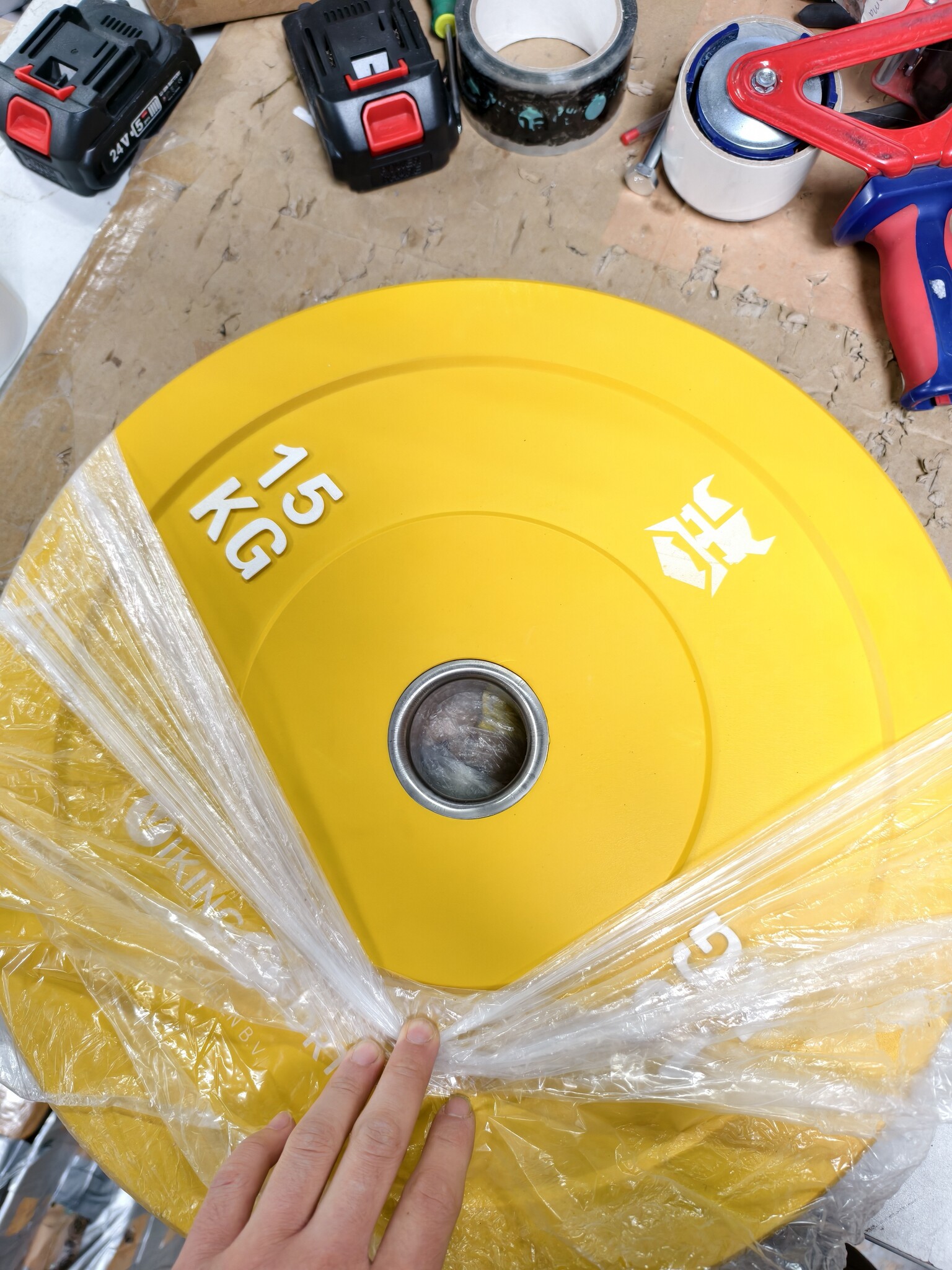 Bumper plate halterschijf 15 kg Geel Rubber Olympisch - 49% Korting