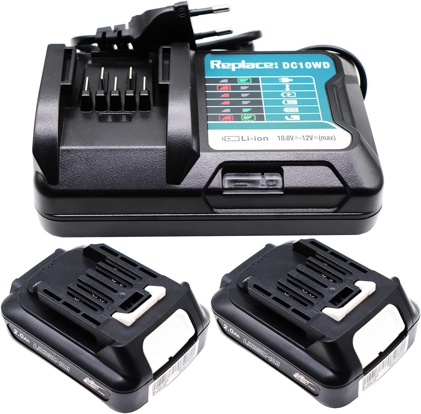 2x Makita 12V 2.0Ah Accupacks met Lader, 34% Korting
