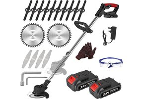 Accu Grastrimmer 24V Snoerloos Telescopisch met 2x Batterijen & 16 Messen | 34% Korting