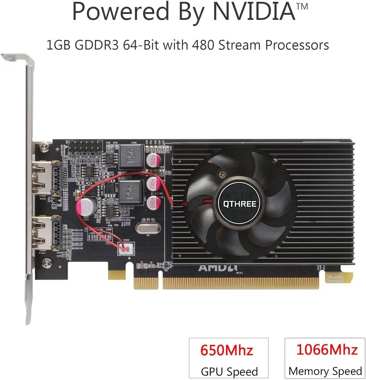 QTHREE Radeon HD 6570 Grafische Kaart 1GB DDR3 met 2x HDMI - 34% Korting