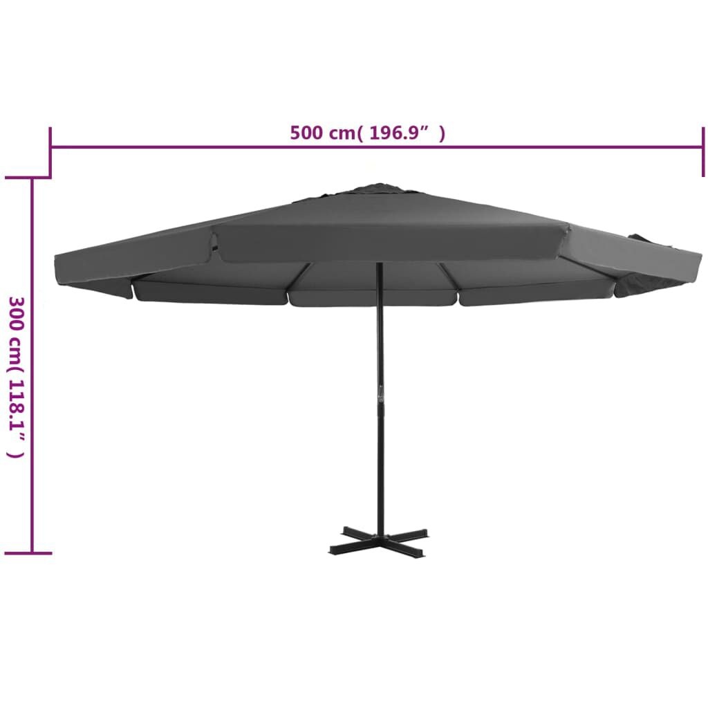 Parasol Antraciet 500 cm met Aluminium Paal - 35% Korting