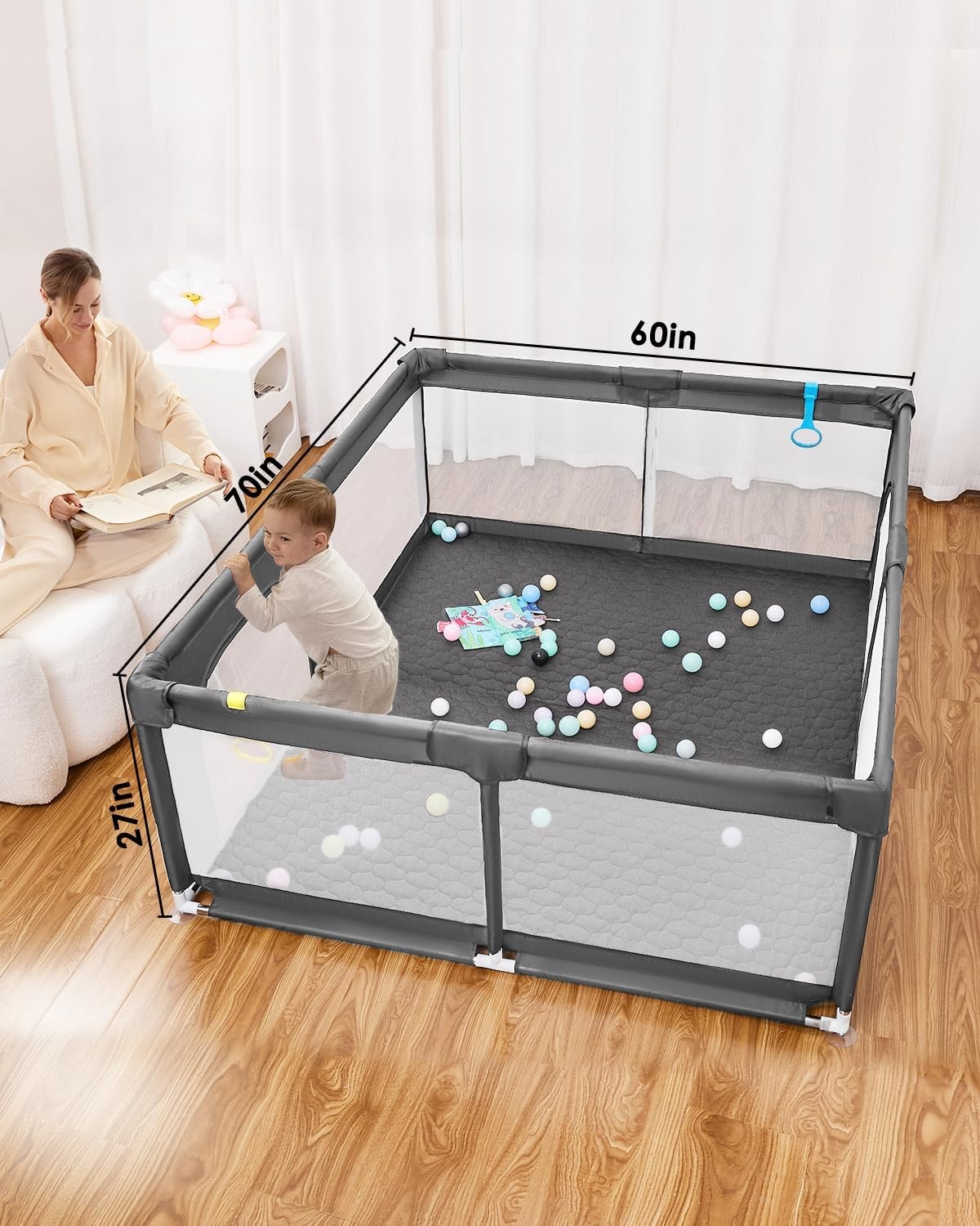 derimkcoa Baby Box met Speelmat - Grijs - 34% Korting