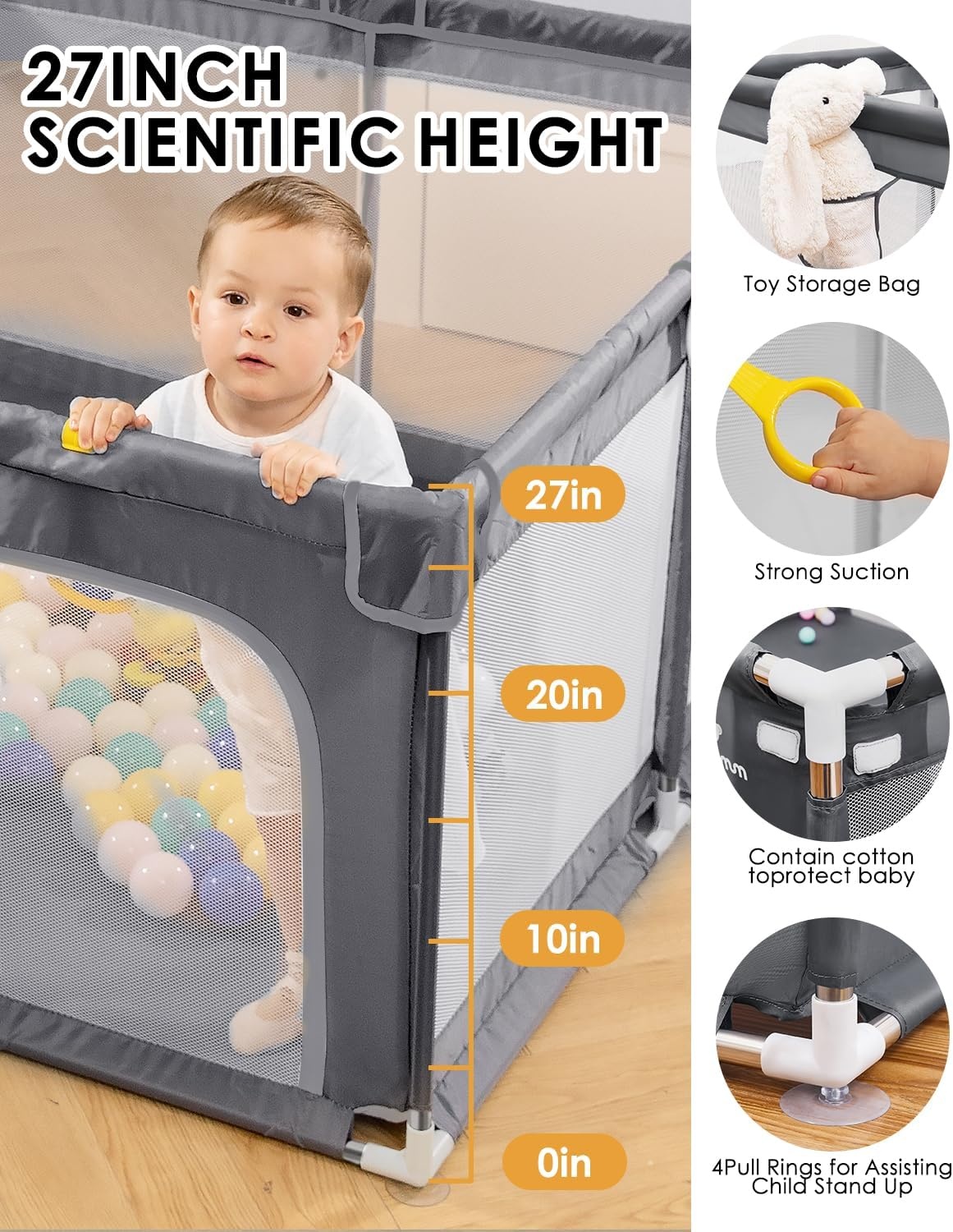 derimkcoa Baby Box met Speelmat - Grijs - 34% Korting