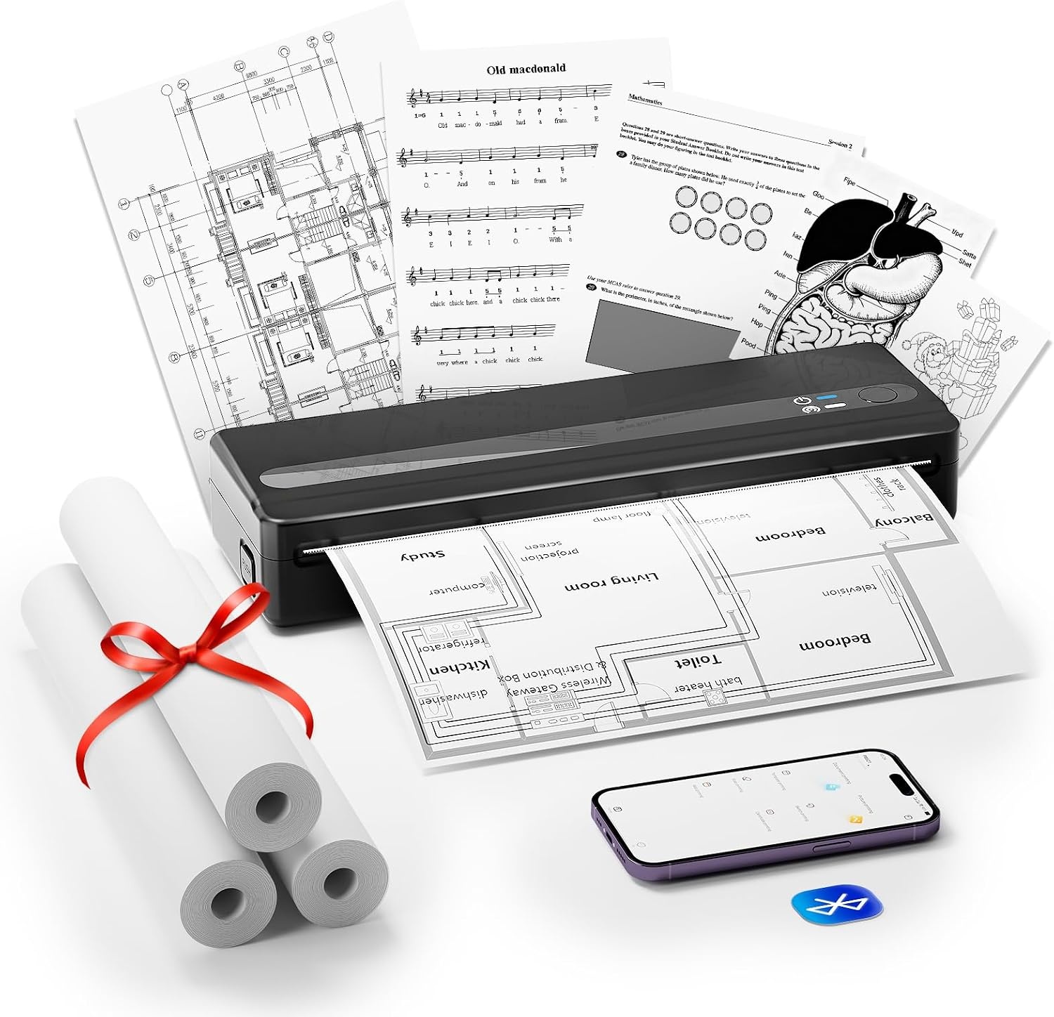 Draagbare A4 Thermische Printer - Zwart - 34% Korting