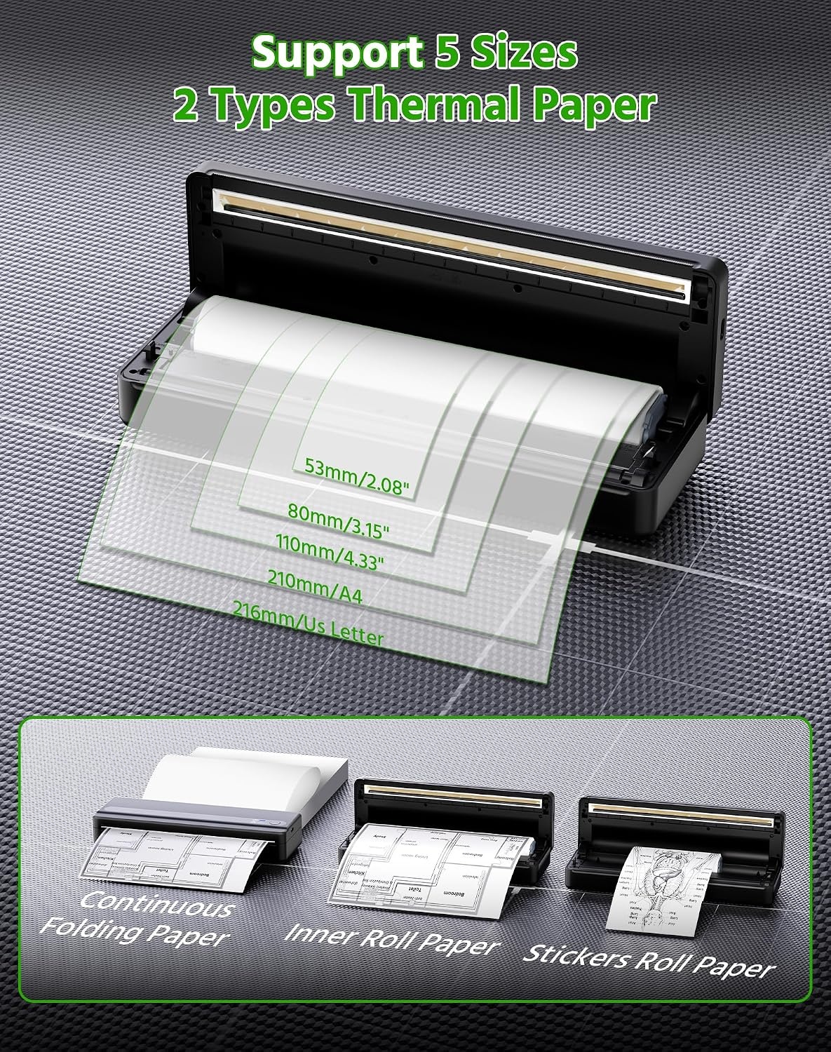 Draagbare A4 Thermische Printer - Zwart - 34% Korting