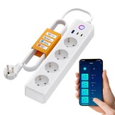 MIUCDA Smart WLAN Stekkerdoos met 4 stopcontacten, 2 USB-C en 1 USB-A poort, wit, 1,5 meter
