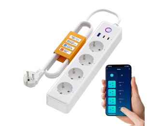 MIUCDA Smart WLAN Stekkerdoos met 4 stopcontacten, 2 USB-C en 1 USB-A poort, wit, 1,5 meter
