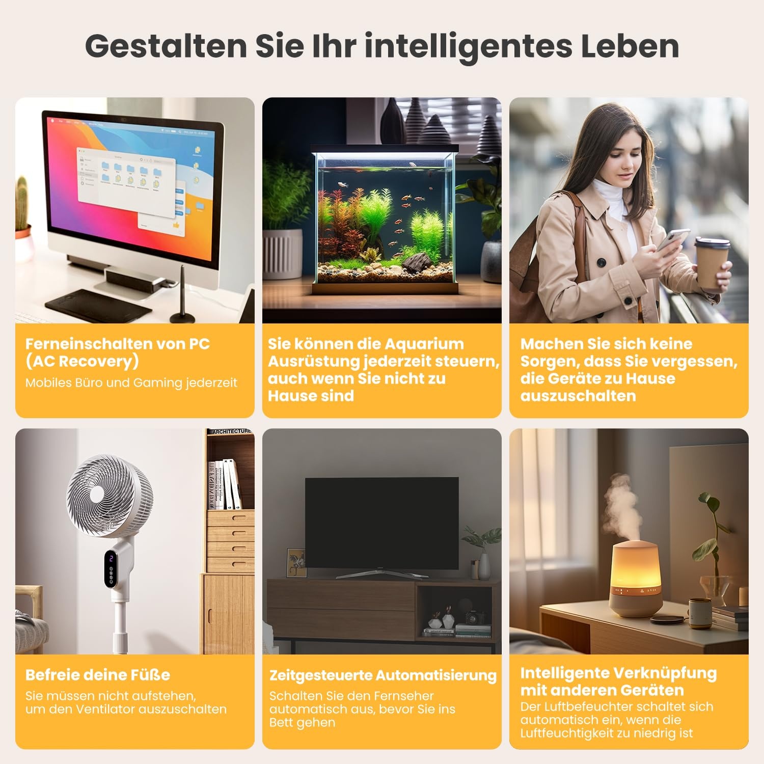 MIUCDA Smart WLAN Stekkerdoos met 4 stopcontacten, 2 USB-C en 1 USB-A poort, wit, 1,5 meter