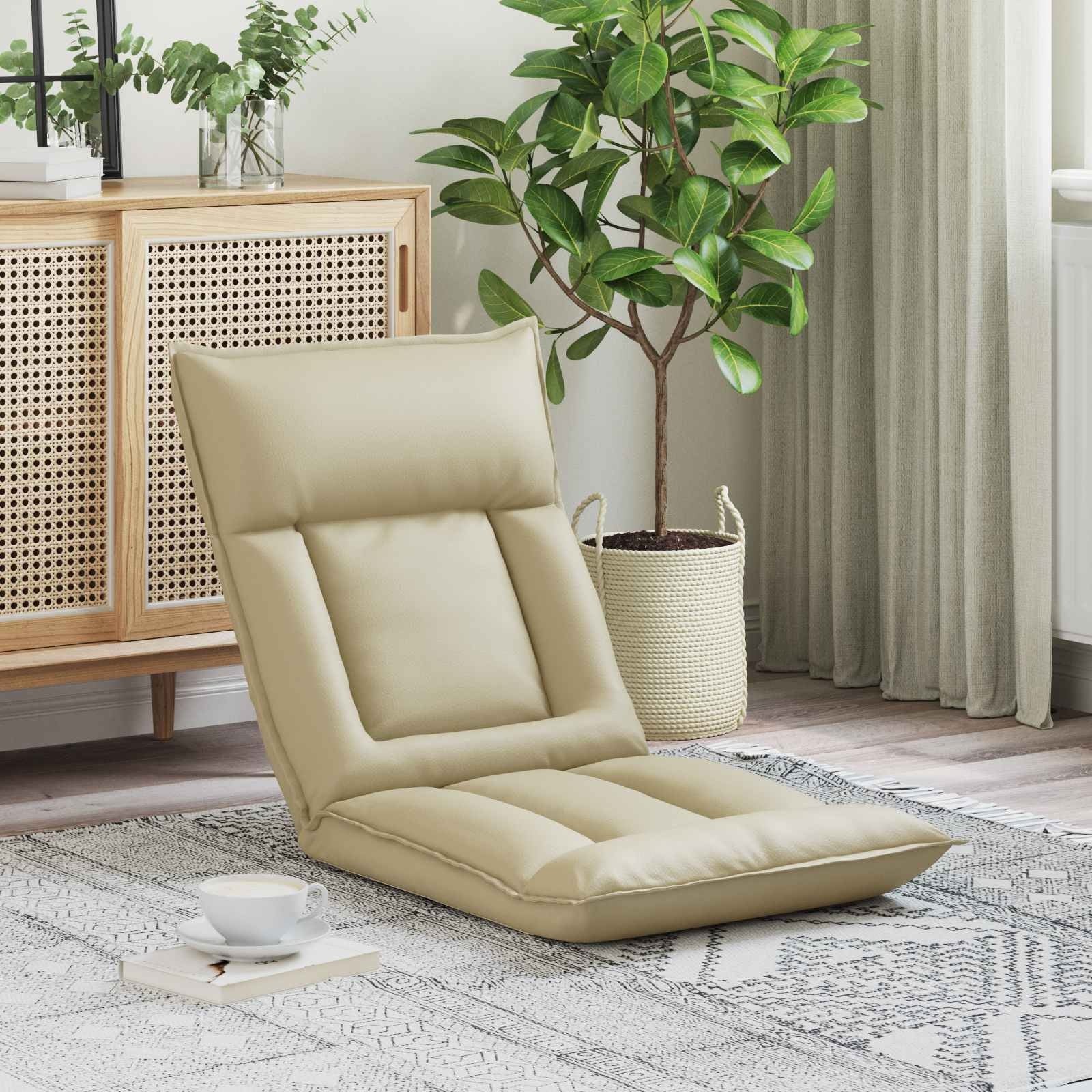 vidaXL Verstelbare vlo stoelen Crèmekleurig Kunstleer