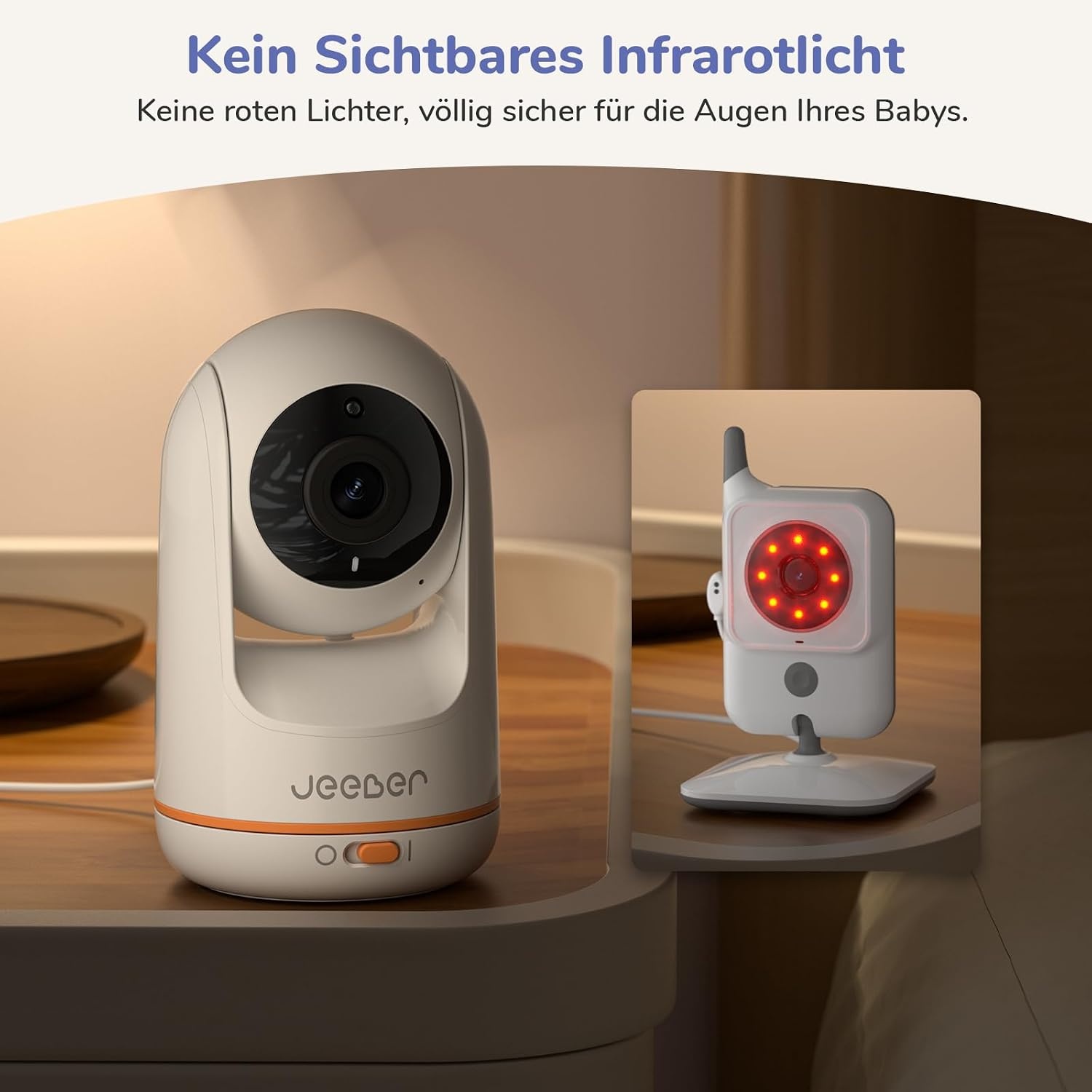 2K/3MP wifi babyfoon met camera-app, 5-inch IPS babymonitor, 360°