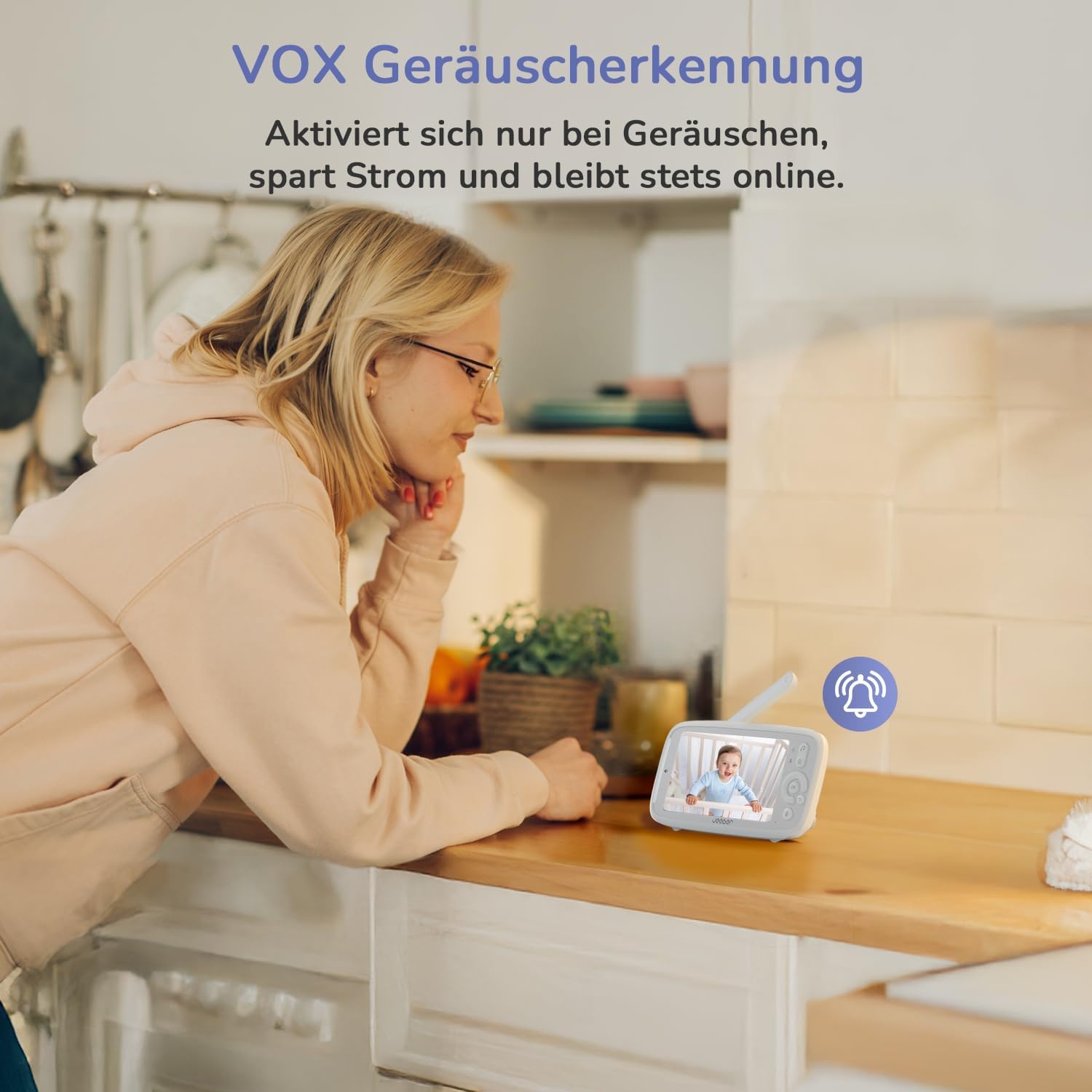 2K/3MP wifi babyfoon met camera-app, 5-inch IPS babymonitor, 360°