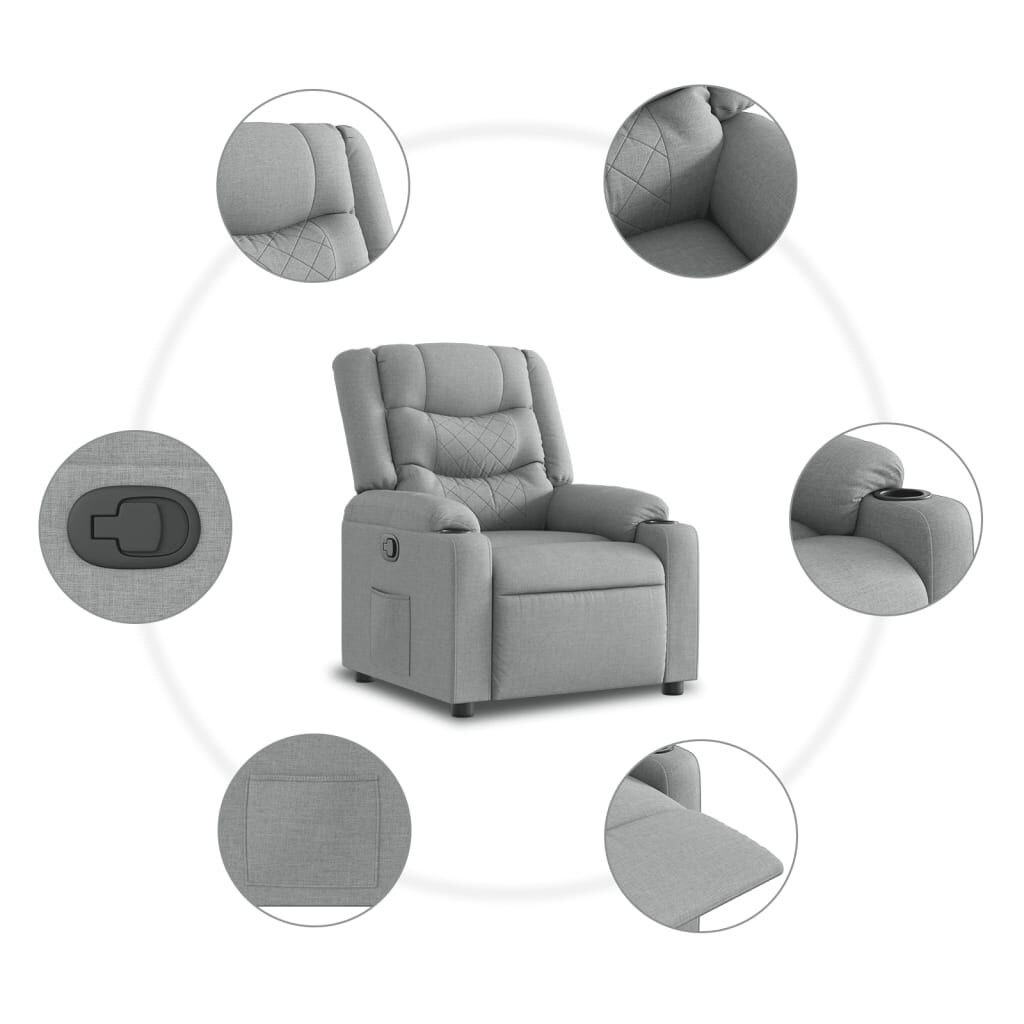 vidaXL Fauteuil verstelbaar stof lichtgrijs