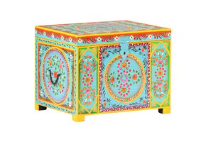 VidaXL Handgeschilderde Opbergbox Massief Mangohout - 50x40x40 cm - 35% Korting