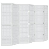 vidaXL Kamerscherm met 6 panelen massief paulowniahout wit