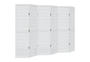 Kamerscherm 6 panelen massief paulowniahout wit - 54% korting