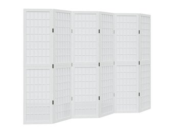vidaXL Kamerscherm met 6 panelen massief paulowniahout wit