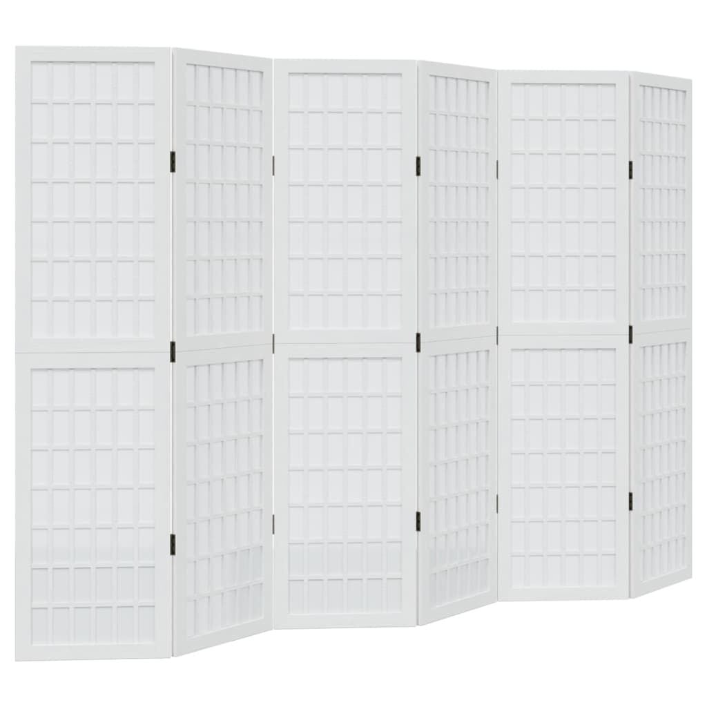 vidaXL Kamerscherm met 6 panelen massief paulowniahout wit