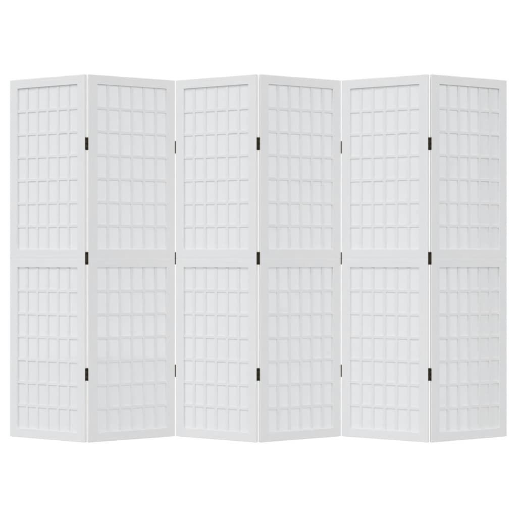vidaXL Kamerscherm met 6 panelen massief paulowniahout wit