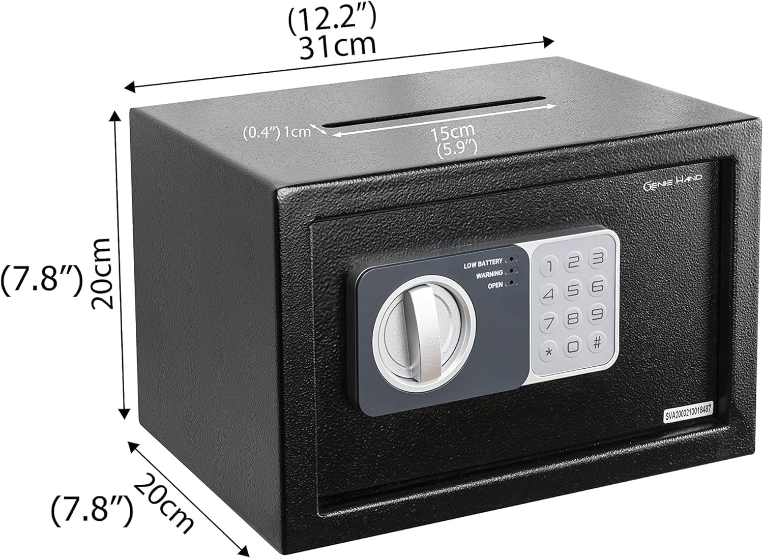 Genie Hand | Elektroniscxhe Kleine Kluis met Combinatiecode en B-klasse Sleutelslot en Antistuitsysteem Geldkluizen - Maat M