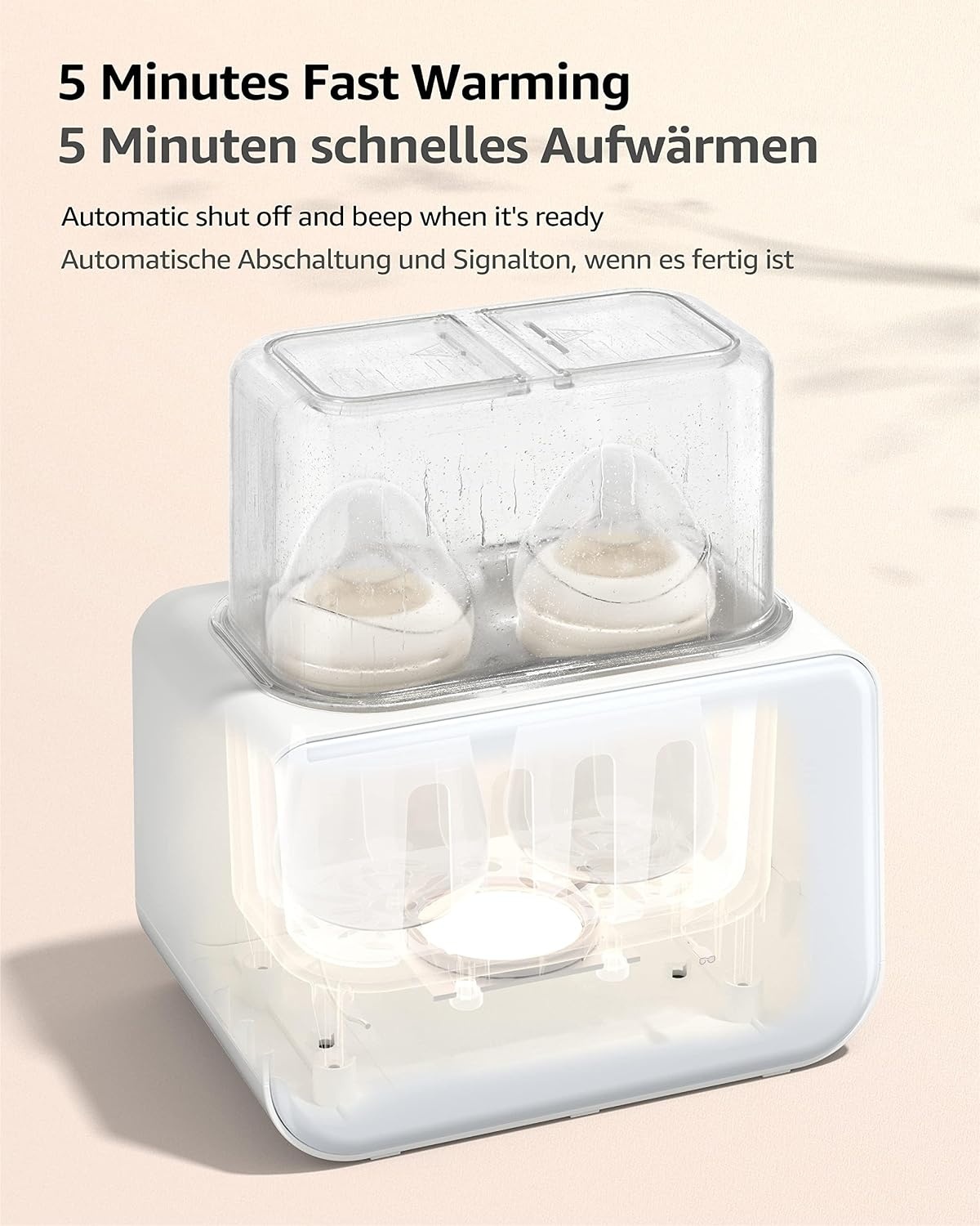Baby Flessenwarmer, Grownsy 8-in-1 snelle melk verwarmer met timer, geschikt voor 2 flessen, nauwkeurige temperatuurregeling, met ontdooien, steriliseren, bewaren, verwarmen van potjes babyvoeding