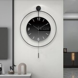 Moderne Wandklok Zwart 50x70 cm - Geruisloos met Slinger - 34% Korting