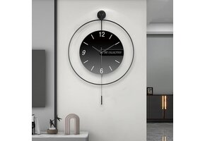 Moderne Wandklok Zwart 50x70 cm - Geruisloos met Slinger - 34% Korting