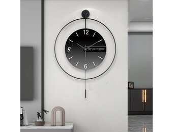 Moderne Wandklok Zwart 50x70 cm - Geruisloos met Slinger - 34% Korting