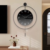 Moderne Wandklok Zwart 50x70 cm - Geruisloos met Slinger - 34% Korting