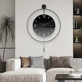 Moderne Wandklok Zwart 50x70 cm - Geruisloos met Slinger - 34% Korting