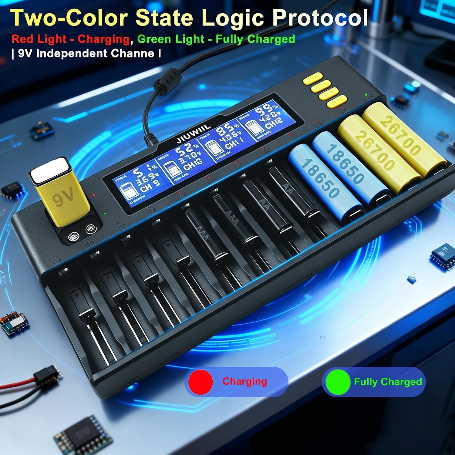 Universele Batterijlader Li-ion 9V | LCD Display | 34% Korting