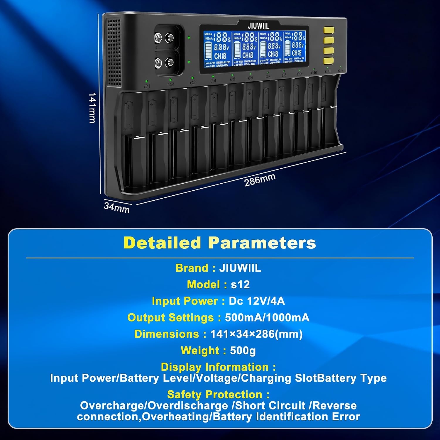 Universele Batterijlader Li-ion 9V | LCD Display | 34% Korting