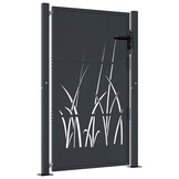 VidaXL Poort 105x155 cm Grasontwerp Antraciet Staal - 35% Korting