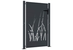 VidaXL Poort 105x155 cm Grasontwerp Antraciet Staal - 35% Korting