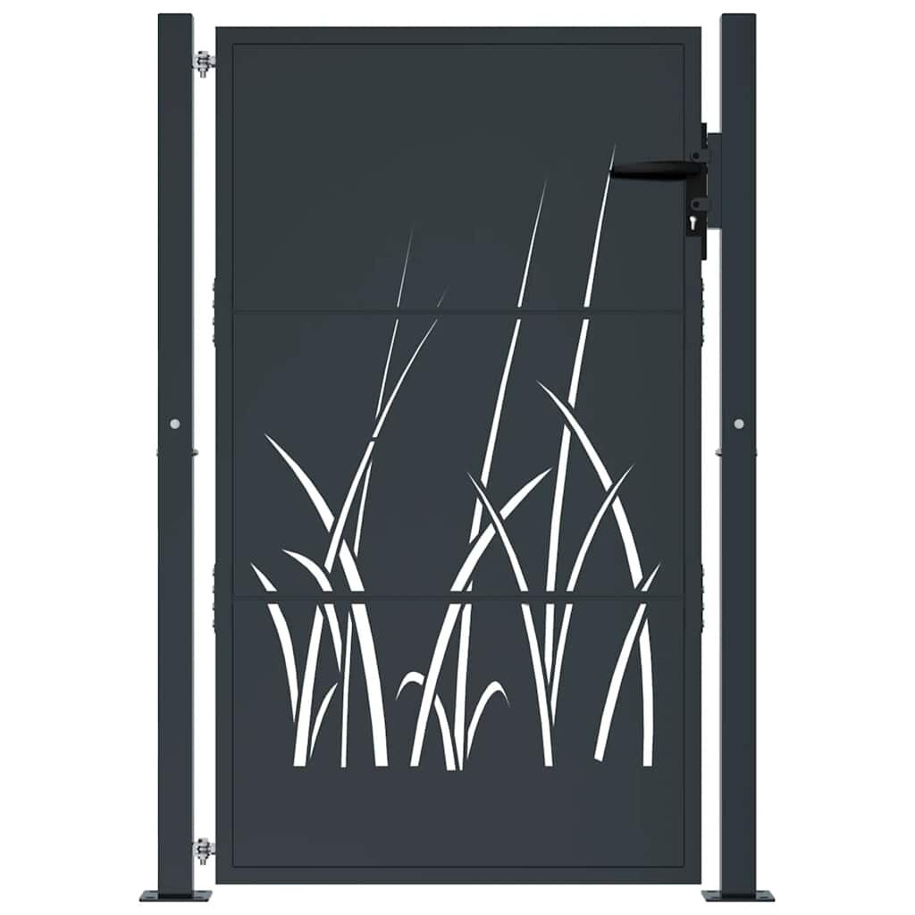 VidaXL Poort 105x155 cm Grasontwerp Antraciet Staal - 35% Korting