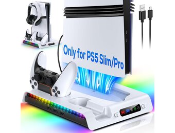 PS5 Slim Oplaadstation & Koelstandaard - 32% Korting