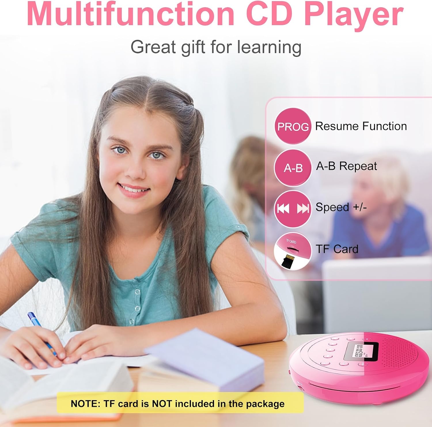 Draagbare CD-Speler Roze - 34% Korting