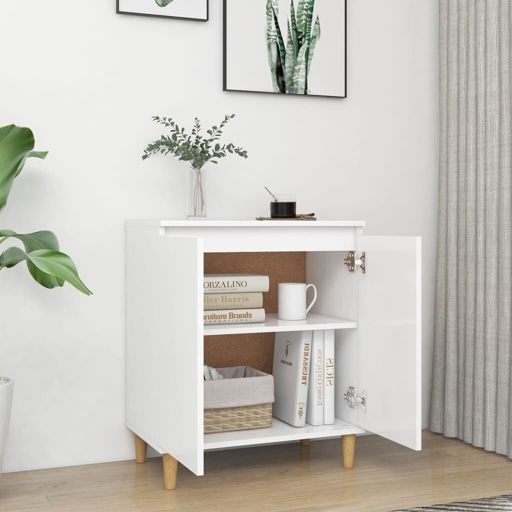 Dressoir met Massief Houten Poten, 60x35x70 cm, Wit - 34% Korting