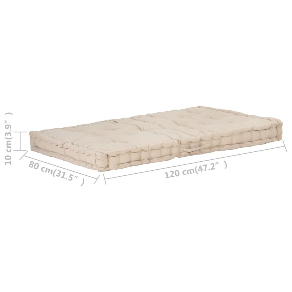 Palletvloerkussen 120x80x10 cm Katoen Beige - 35% Korting