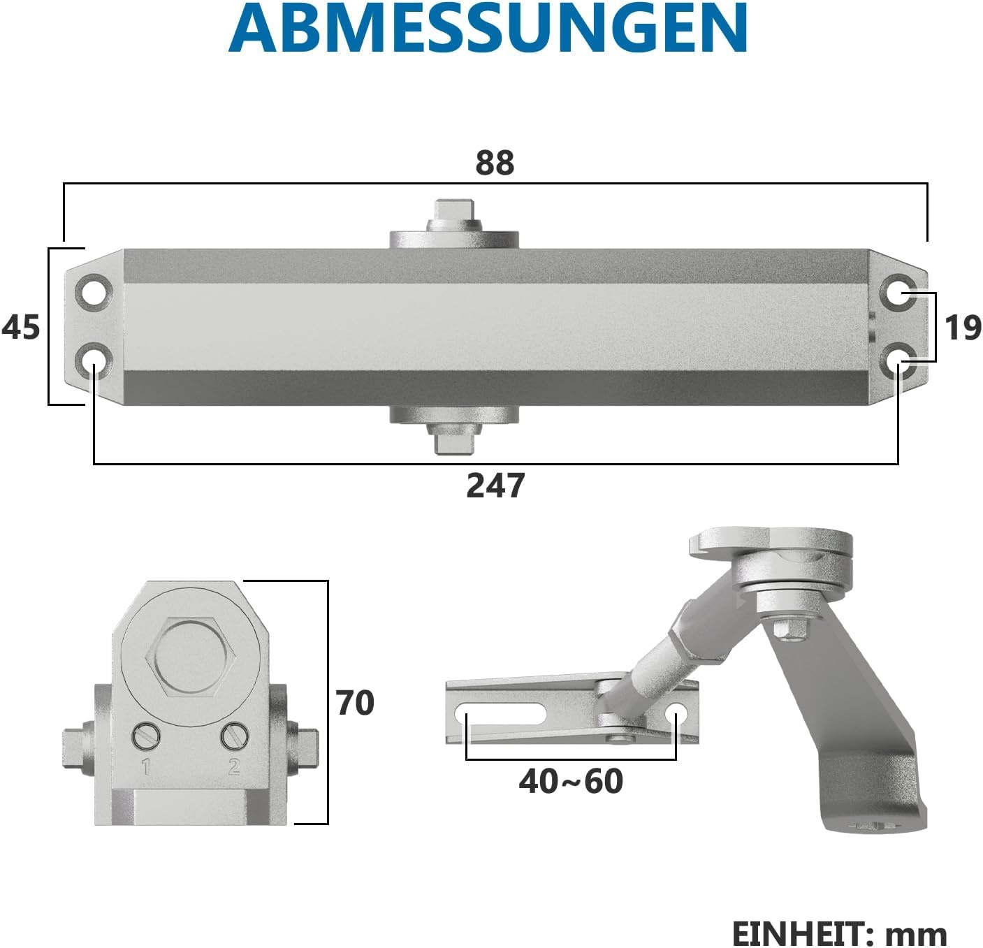 Automatische Deursluiter Zilver EN1-EN6 | tot 150kg - 34% Korting