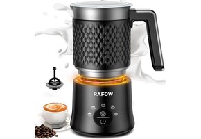 Elektrische Melkopschuimer 5-in-1 Zwart - Warm & Koud Schuim, Chocolademelk - 320ml - 33% Korting